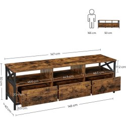 TV-bord - TV-b�nk i industrielt design - rustik brun 147x40x50