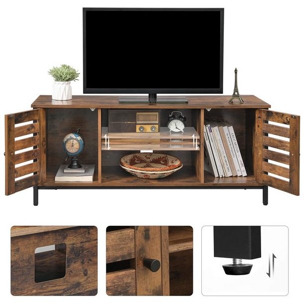 TV-bord - TV-b�nk i industrielt design - rustik brun 110x40x50