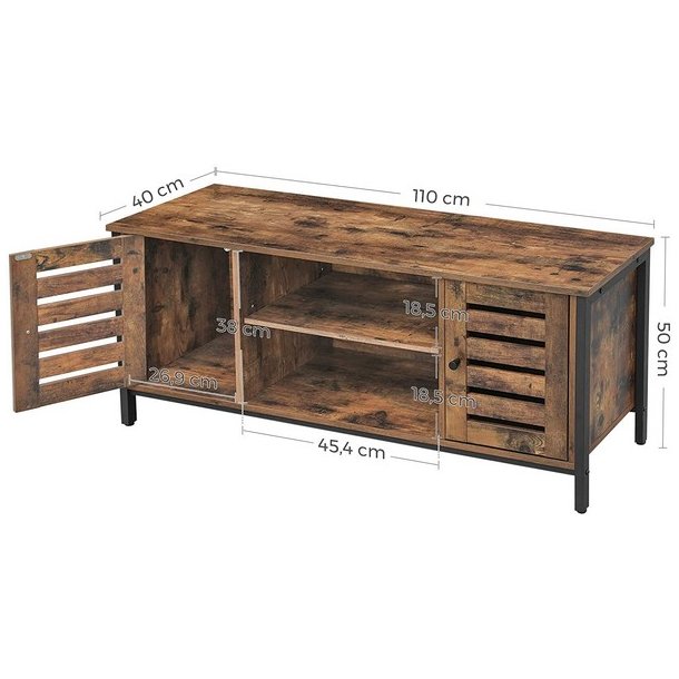 TV-bord - TV-b�nk i industrielt design - rustik brun 110x40x50