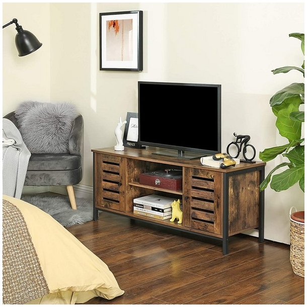 TV-bord - TV-b�nk i industrielt design - rustik brun 110x40x50