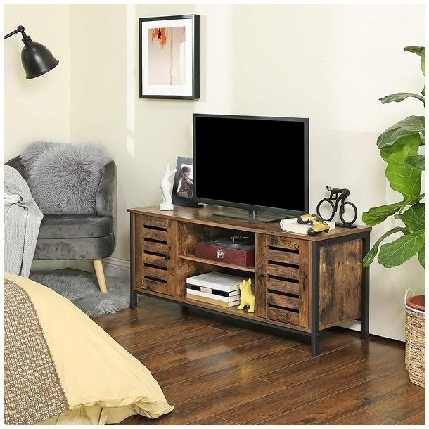 TV-bord - TV-b�nk i industrielt design - rustik brun 110x40x50