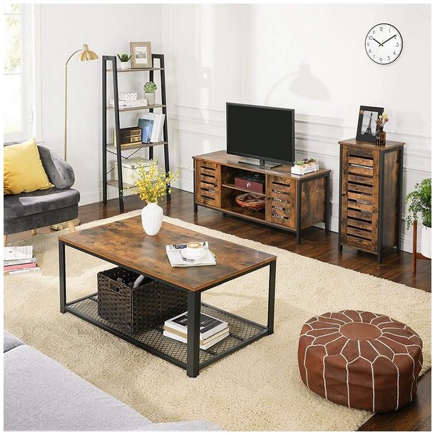 TV-bord - TV-b�nk i industrielt design - rustik brun 110x40x50