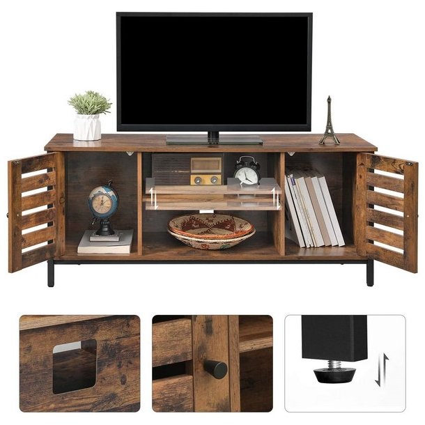 TV-bord - TV-b�nk i industrielt design - rustik brun 110x40x50