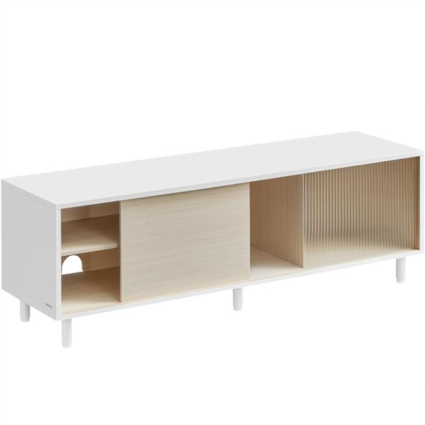 TV-bord - samles uden v�rkt�j - hvid og beige 140x39x45 cm