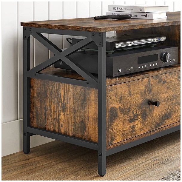 TV-bord - TV-b�nk i industrielt design - rustik brun 120x40x50