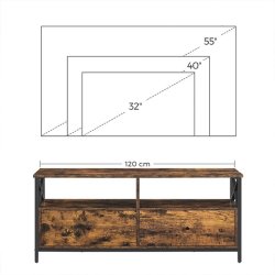 TV-bord - TV-b�nk i industrielt design - rustik brun 120x40x50