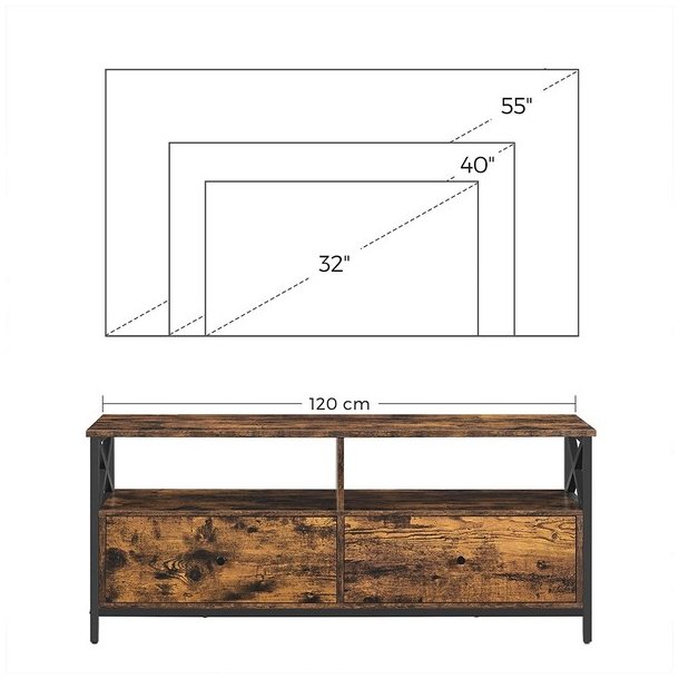 TV-bord - TV-b�nk i industrielt design - rustik brun 120x40x50