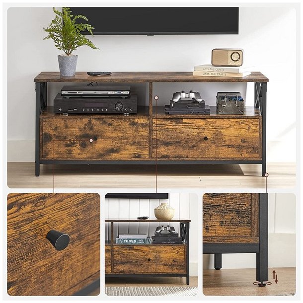 TV-bord - TV-b�nk i industrielt design - rustik brun 120x40x50