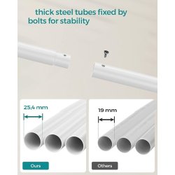 T�jstativ p� hjul - dobbelt t�jskinne hvid 103,5 x 52,5 x 155