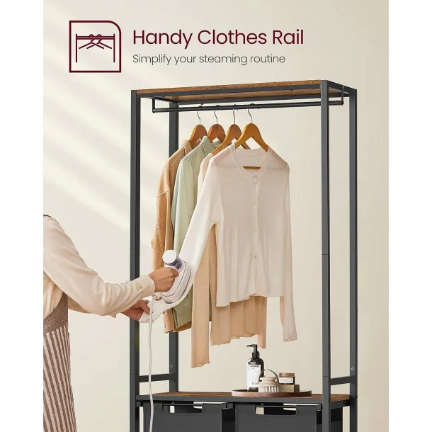 Vasket�jskurve med t�jstativ - garderobestativ - rustik brun