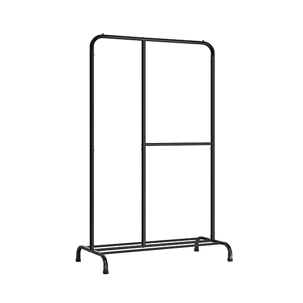 T�jstativ med skohylde - garderobestativ - sort 105x50x195 cm