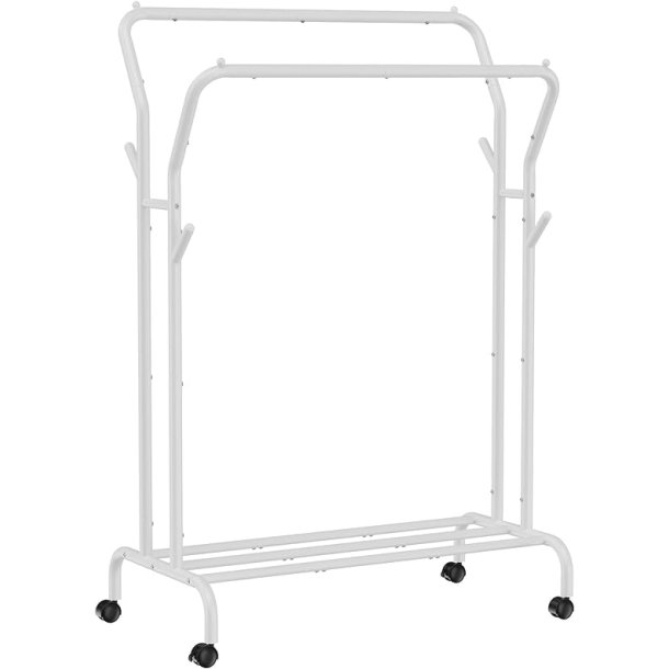 Tjstativ p hjul - dobbelt tjskinne hvid 103,5 x 52,5 x 155