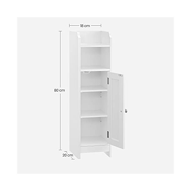 Badevrelsesskab - toiletskab - opbevaringsskab - hvid 18x20x80