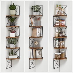 V�gh�ngt hj�rnereol - bogreol med 5 hylder - rustik brun reol