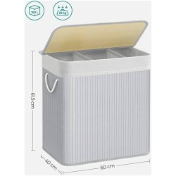Vasket�jskurv i bambus med 3-delt vasket�jspose - 150 liter - gr�