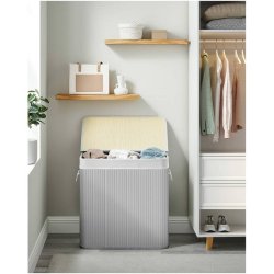 Vasket�jskurv i bambus med 3-delt vasket�jspose - 150 liter - gr�