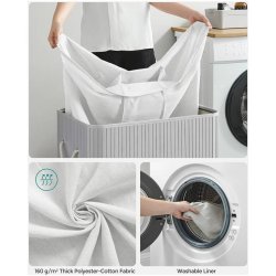 Vasket�jskurv i bambus med 3-delt vasket�jspose - 150 liter - gr�