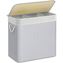 Vasket�jskurv i bambus med 3-delt vasket�jspose - 150 liter - gr�