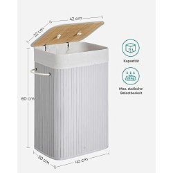 Vasket�jskurv i bambus med vasket�jspose - 70 liter - gr�