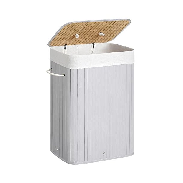 Vasket�jskurv i bambus med vasket�jspose - 70 liter - gr�