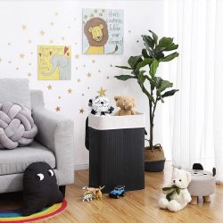 Vasket�jskurv i bambus med vasket�jspose - 70 liter - sort