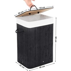 Vasket�jskurv i bambus med vasket�jspose - 70 liter - sort