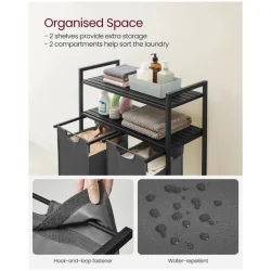 Vasket�jskurv med 2 rum - 2 vasket�jsposer - sorte hylder