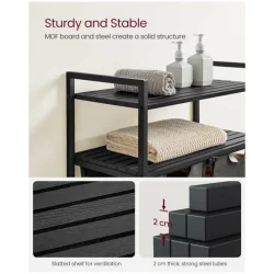 Vasket�jskurv med 2 rum - 2 vasket�jsposer - sorte hylder