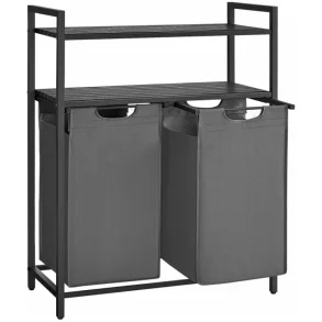 Vasket�jskurv med 2 rum - 2 vasket�jsposer - sorte hylder