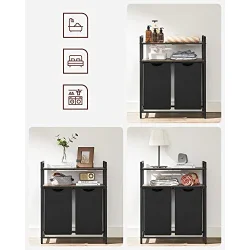 Vasket�jskurv med 2 rum - 2 vasket�jsposer - rustik brune hylder