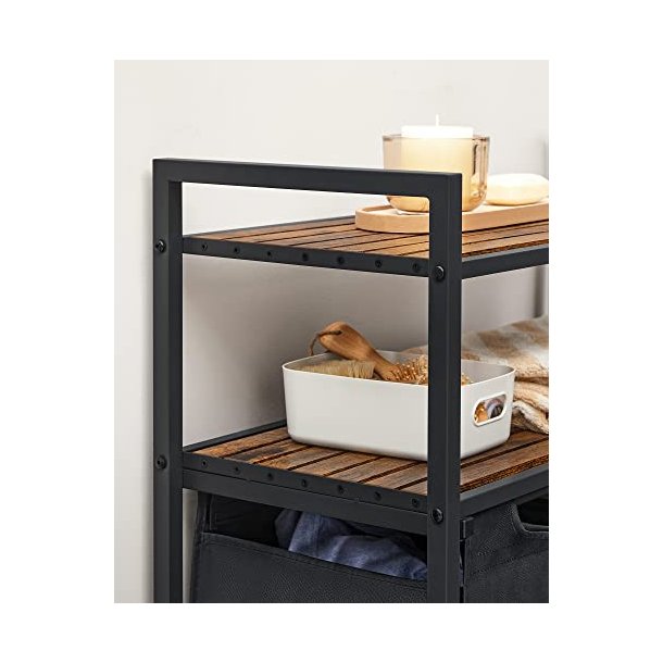 Vasket�jskurv med 2 rum - 2 vasket�jsposer - rustik brune hylder