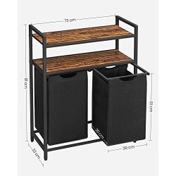 Vasket�jskurv med 2 rum - 2 vasket�jsposer - rustik brune hylder