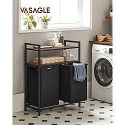 Vasket�jskurv med 2 rum - 2 vasket�jsposer - rustik brune hylder