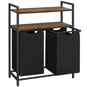 Vasket�jskurv med 2 rum - 2 vasket�jsposer - rustik brune hylder