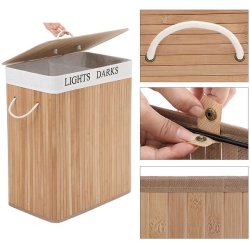 Vasket�jskurv i bambus med 2 delt vasket�jspose - 100 liter - brun