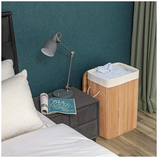 Vasket�jskurv i bambus med vasket�jspose - 70 liter - brun