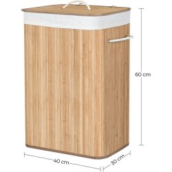 Vasket�jskurv i bambus med vasket�jspose - 70 liter - brun