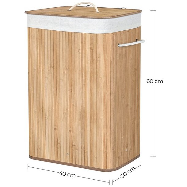 Vasket�jskurv i bambus med vasket�jspose - 70 liter - brun