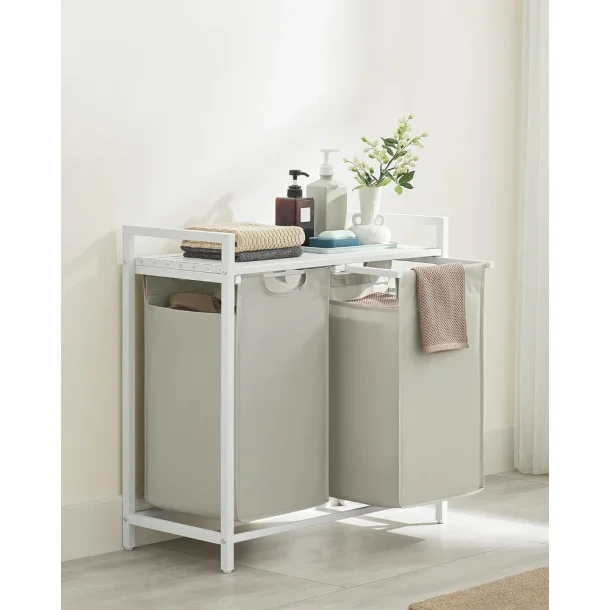 Vasket�jskurve med 2 rum - 2 vasket�jsposer - hvid