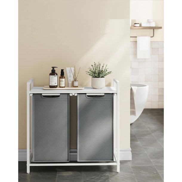 Vasket�jskurve med 2 rum - 2 vasket�jsposer - hvid og gr�