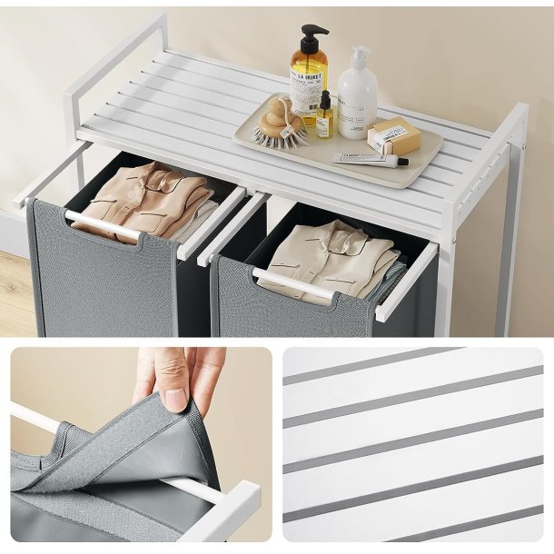 Vasket�jskurve med 2 rum - 2 vasket�jsposer - hvid og gr�