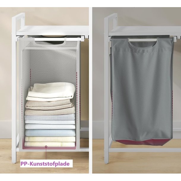 Vasket�jskurve med 2 rum - 2 vasket�jsposer - hvid og gr�