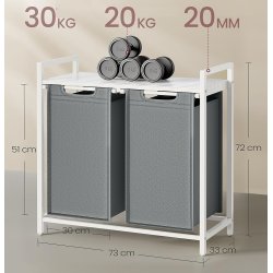 Vasket�jskurve med 2 rum - 2 vasket�jsposer - hvid og gr�