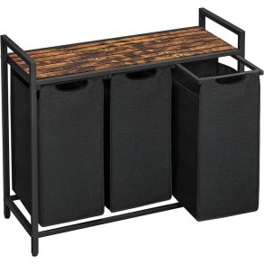 Vasket�jskurve med 3 rum - 3 vasket�jsposer - rustik brun