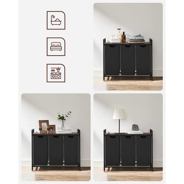 Vasket�jskurve med 3 rum - 3 vasket�jsposer - rustik brun