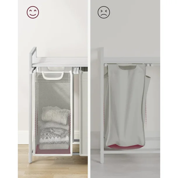 Vasket�jskurve med 3 rum - 3 vasket�jsposer - hvid