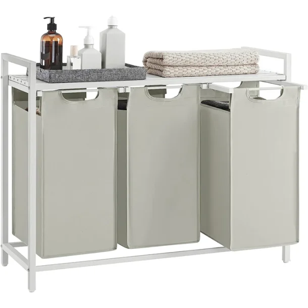 Vasket�jskurve med 3 rum - 3 vasket�jsposer - hvid