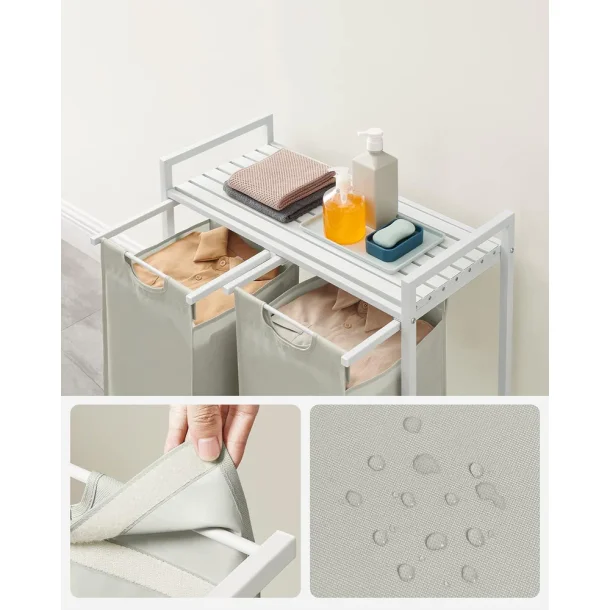 Vasket�jskurve med 2 rum - 2 vasket�jsposer - hvid