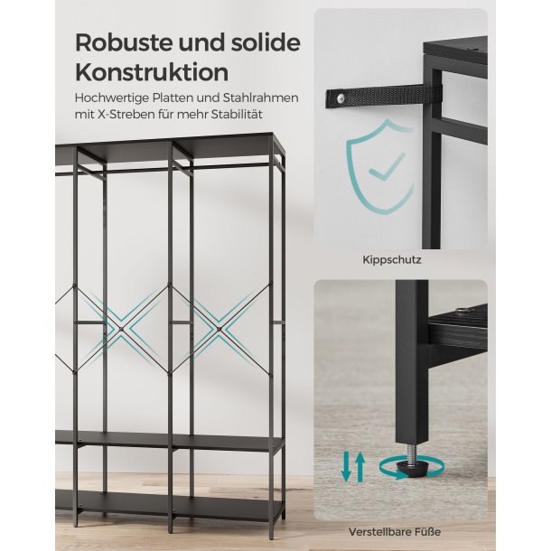 �ben garderobe - �ben t�jstativ - kl�deskab - sort 40x141x180