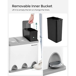 Pedal skraldespand - pedalspand med l�g - 24L (3x8L) hvid metal